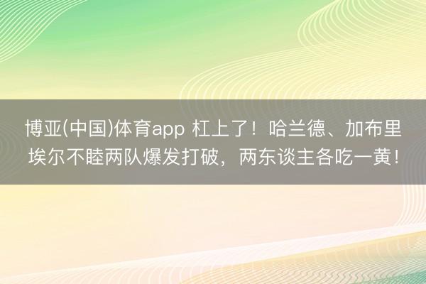 博亚(中国)体育app 杠上了！哈兰德、加布里埃尔不睦两队爆发打破，两东谈主各吃一黄！