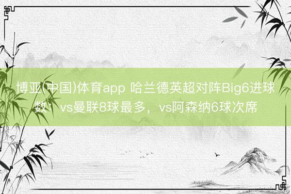 博亚(中国)体育app 哈兰德英超对阵Big6进球数：vs曼联8球最多，vs阿森纳6球次席