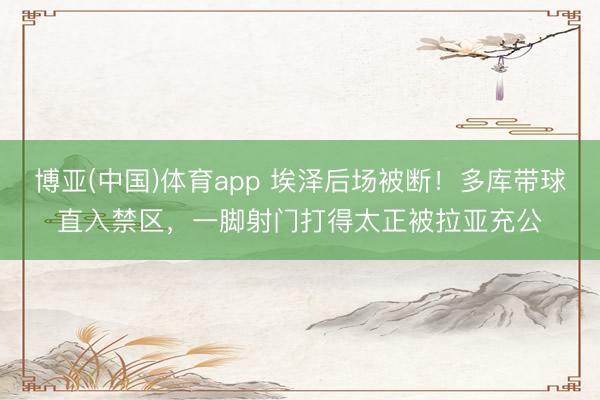 博亚(中国)体育app 埃泽后场被断！多库带球直入禁区，一脚射门打得太正被拉亚充公