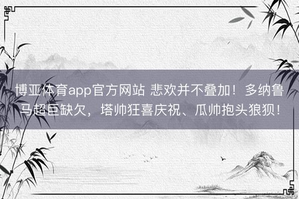 博亚体育app官方网站 悲欢并不叠加！多纳鲁马超巨缺欠，<a href=