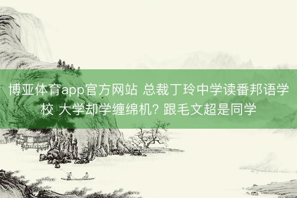 博亚体育app官方网站 总裁丁玲中学读番邦语学校 大学却学缠绵机? 跟毛文超是同学