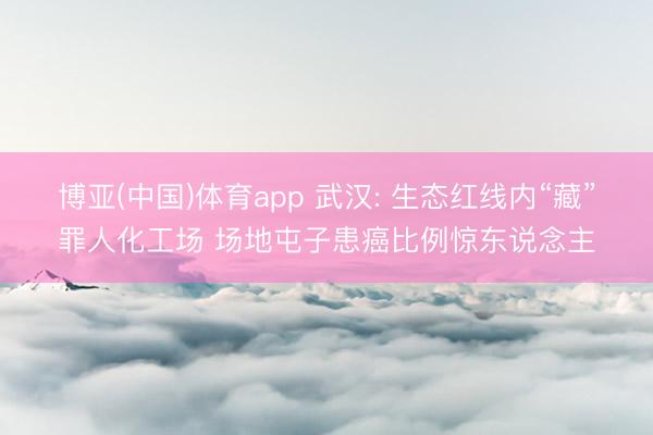 博亚(中国)体育app 武汉: 生态红线内“藏”罪人化工场 场地屯子患癌比例惊东说念主