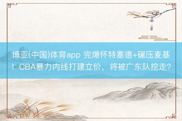 博亚(中国)体育app 完爆怀特塞德+碾压麦基！CBA暴力内线打建立价，将被广东队挖走？
