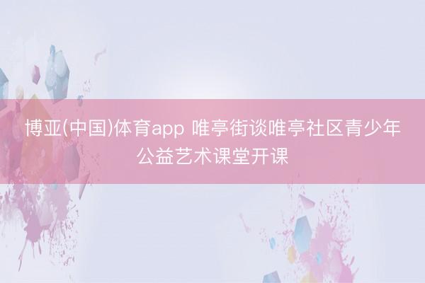 博亚(中国)体育app 唯亭街谈唯亭社区青少年公益艺术课堂开课