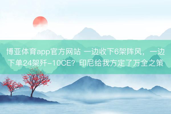 博亚体育app官方网站 一边收下6架阵风，一边下单24架歼-10CE？印尼给我方定了万全之策