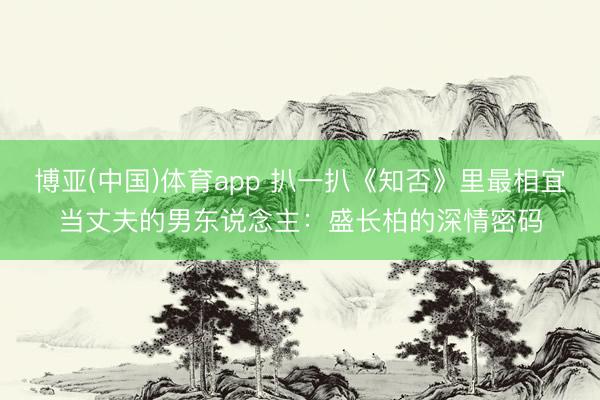 博亚(中国)体育app 扒一扒《知否》里最相宜当丈夫的男东说念主：盛长柏的深情密码