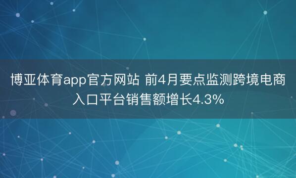博亚体育app官方网站 前4月要点监测跨境电商入口平台销售额增长4.3%